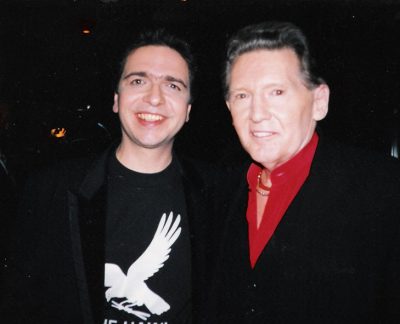 with Jerry Lee Lewis at Ronnie Hawkins 60th Birthday Concert, January 1995